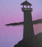 Lighthouse at Dusk Original Acrylic Art - small seascape painting on canvas - Image 5
