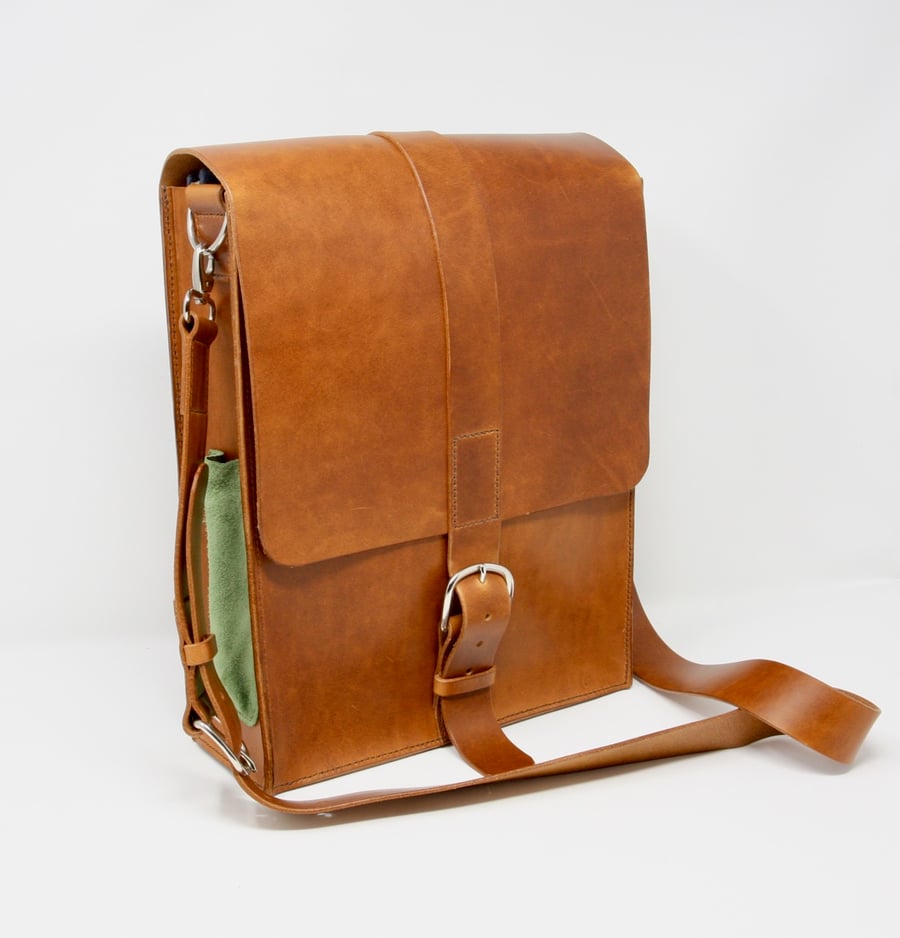 Italian leather messenger bag