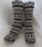 Hand-cranked Knitted Ribbed Wool Socks Size 4 to 5 - Image 1