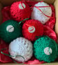 Crochet Christmas Baubles Set of 6 - Red Green & White - Tree Decorations - Image 4