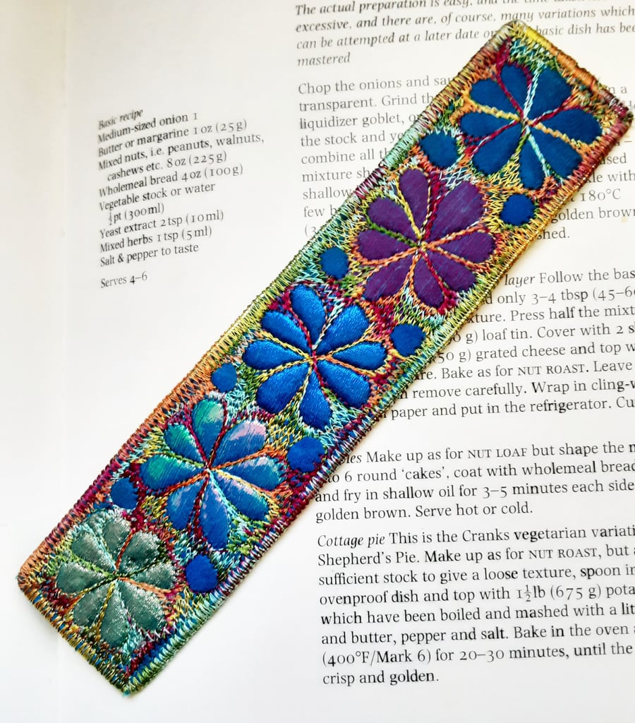 Textile Bookmark Free Machine Embroidery 