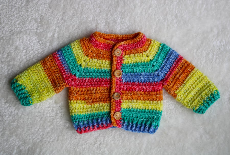 Baby Cardigan - Rainbow Baby - Newborn Size - New Baby Boy - New Baby Girl Gift