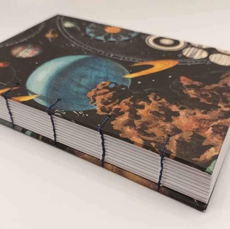 Hand bound, A6, Space cover, Journal, Notebook - Folksy