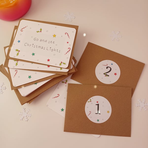 24 Christmas Advent Mini Envelopes, Calendar Countdown, festive activity ideas