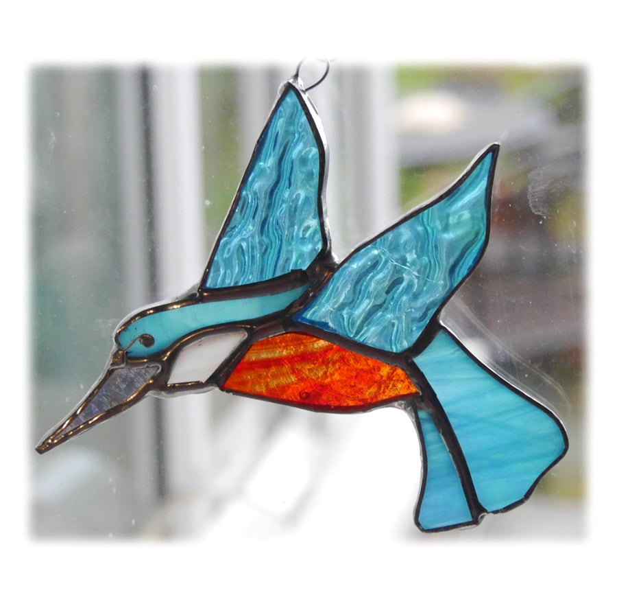 Kingfisher Suncatcher Stained Glass British Bird Handmade  053