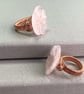 Rose Quartz Flower Copper Wire Wrap Cocktail Ring, Various Sizes - Image 1