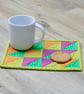 Light Green, Yellow and Purple traditional patchwork mug rug - Image 7