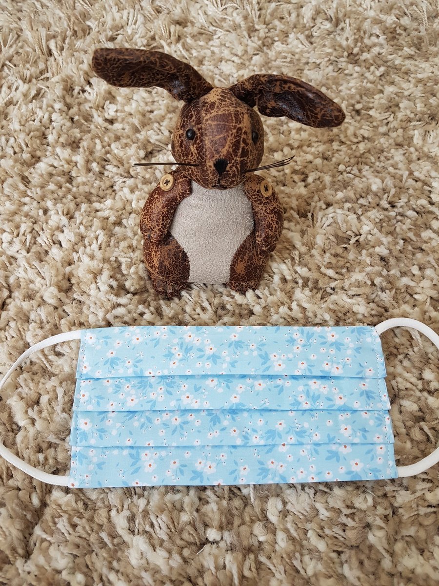 Adult  face covering - Blue Daisy Print 