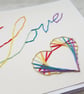 Love Rainbow Heart Card, Hand Stitched Keepsake Card  - Image 2