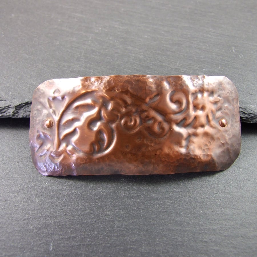 Copper Barrette Hair Clip, Artisan Design Hand Crafted