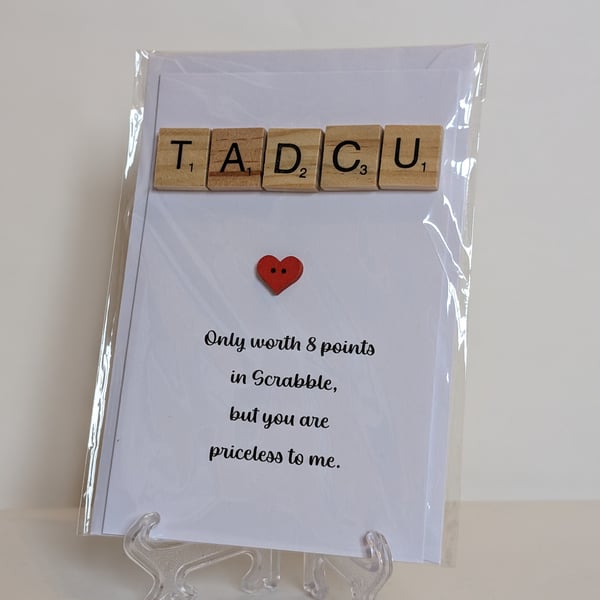 Tadcu(Grandad) only worth 8 points in Scrabble greetings card Welsh