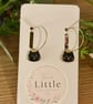 Black Cat Face Hoop Earrings, Enamel Charms, Handmade Jewellery  - Image 7