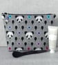 Large zipped pouch, project bag, cosmetic bag, pandas - Image 3