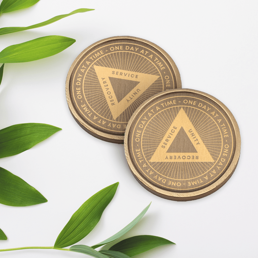 One Day At A Time - Sobriety Coin: Everyday Carry Token For Recovering Alcoholic