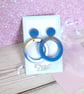 Big blue hoop earrings, bright blue resin earrings, colourful jewellery - Image 1