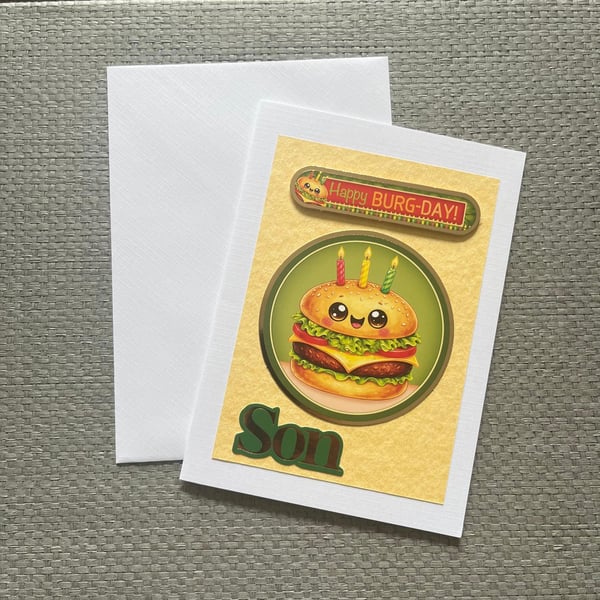 Son birthday card,burger design 