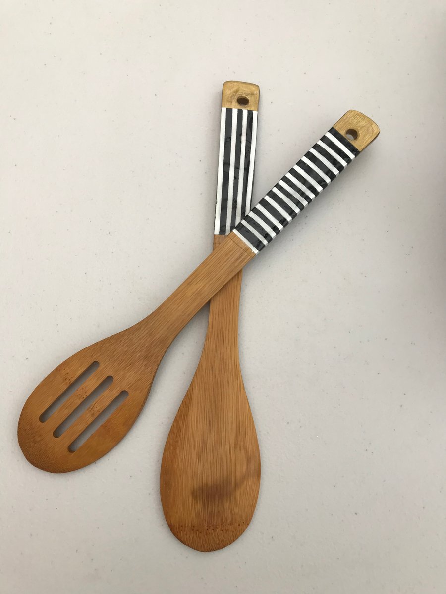 Hand painted wooden Salad Servers