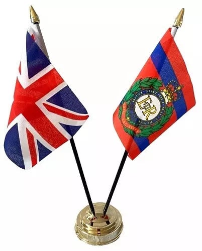 Royal Engineer Corps & Union Jack Friendship 2 Flag 12" Table Display