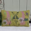Hare and Wild flower Cotton Canvas Cushion  Screen printed