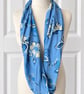 Beautiful Soft Blue Floral Infinity Scarf  - Image 8