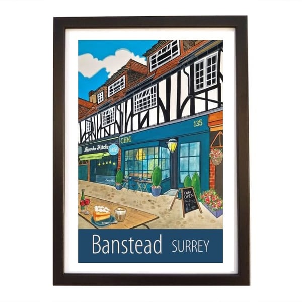 Banstead Surrey travel poster print by Susie West