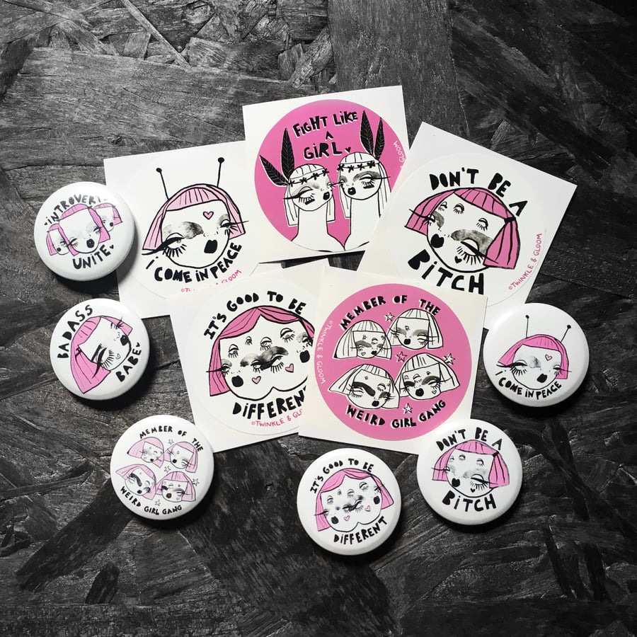 Twinkle & Gloom Lucky dip badge and Sticker set