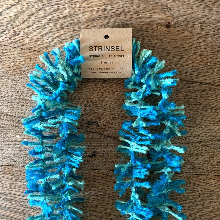 STRINSEL - BRIGHT TEAL plastic free jute tinsel