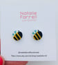 Printed Fabric Button Earrings