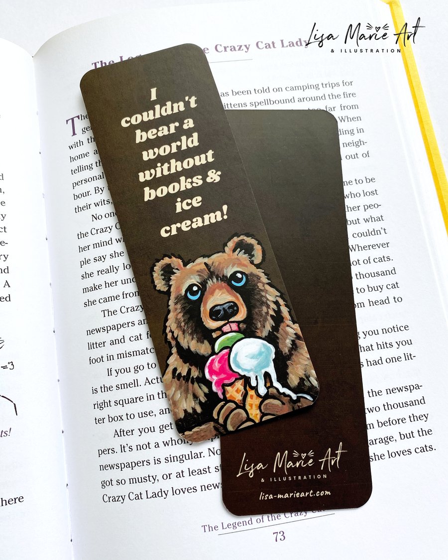 Bear & Ice Cream Bookmark, 52mm x 148mm