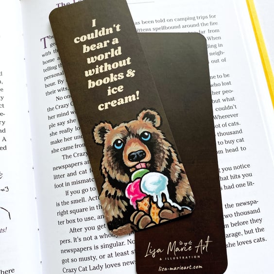 Bear & Ice Cream Bookmark, 52mm x 148mm