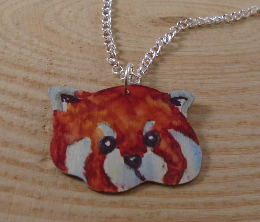 Anodised Aluminium Red Panda Necklace AAN111815