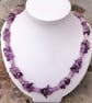 Lavender Amethyst Rectangles and Nuggets Endless Necklace 24 Inch