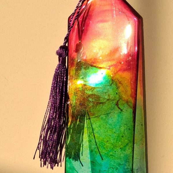 Handmade rainbow colours epoxy resin bookmark