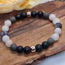 Onyx pyrite rose quartz agate copper stretch bracelet simple and elegant