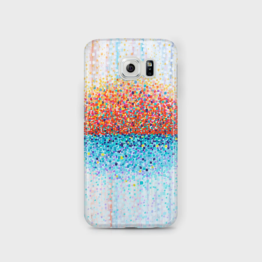 Orange White & Teal Samsung Phone Case -Turquoise White Red and Orange Abstract 