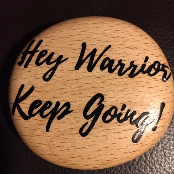 Portable Hug Pebble - Wooden - Small Size - Hey warrior keep going