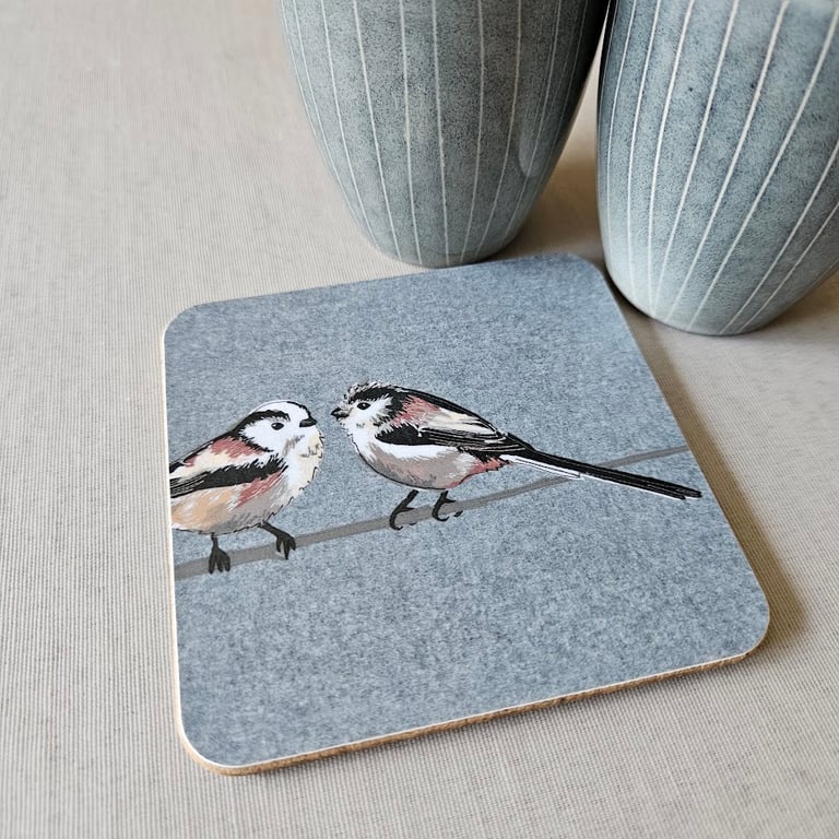 Long-tailed tit coaster