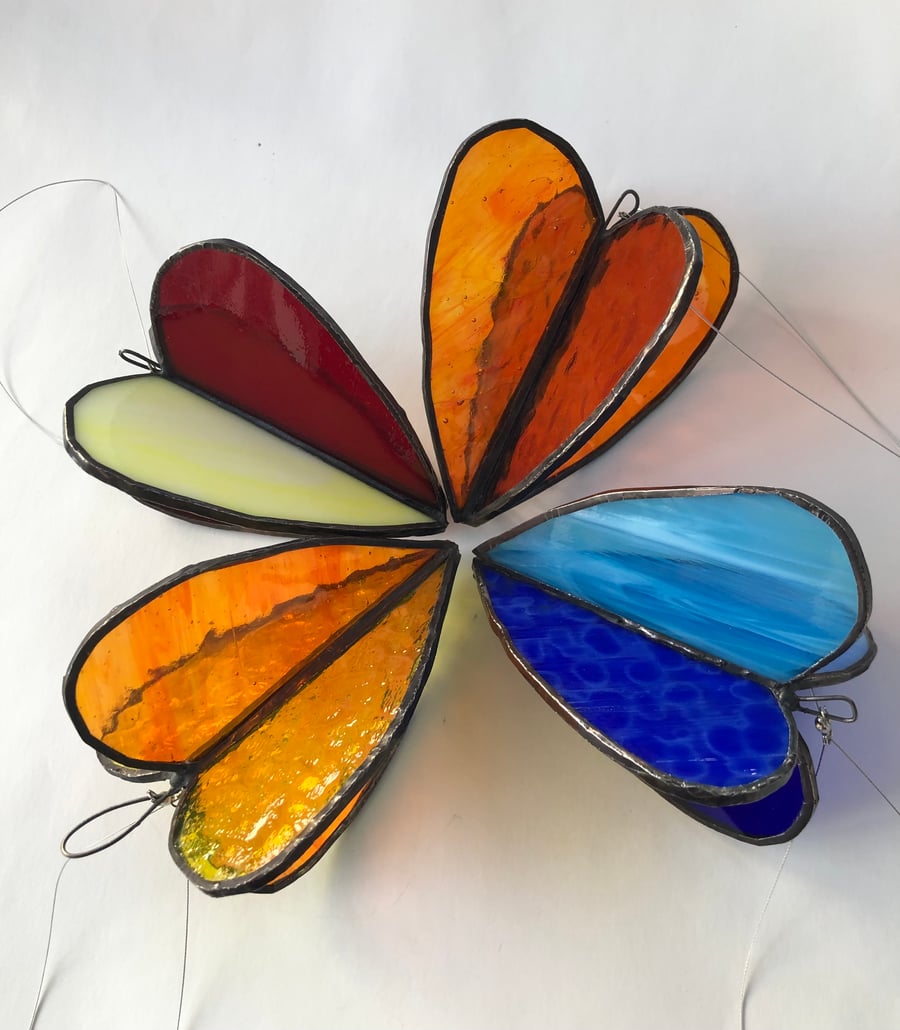 Glass Heart Spinner, lovely 3d hanging ornament