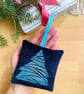 Velvet Lavender Sachet, Hand Printed Lavender Bag, Christmas Tree Ornament  - Image 2