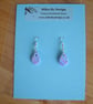 Sterling Silver and Polymer Clay Lilac & Blue Marbled Tear Drop Earrings - Image 2