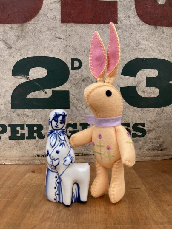 Peach Bunny The Little Hand Embroidered Felt Rabbit 