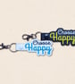 Choose Happy Keyring - Embroidered Faux Leather Bag Charm