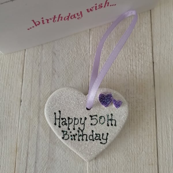 Small Ceramic Heart - 50th Birthday