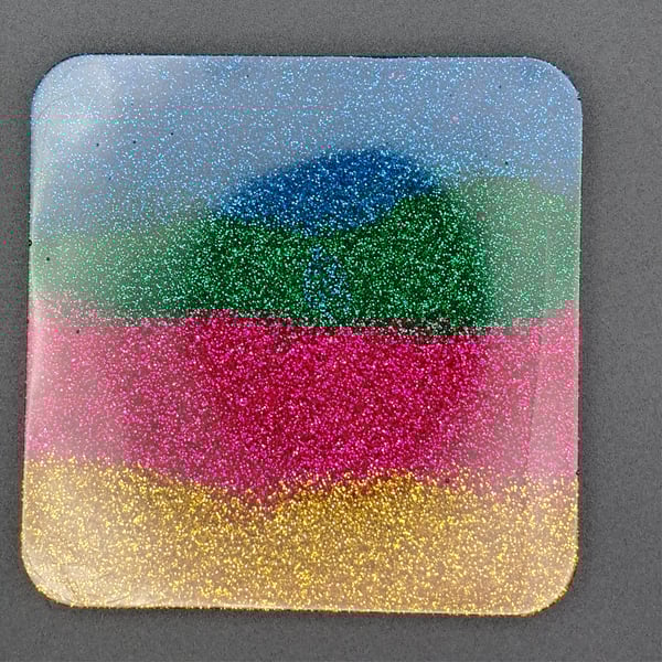 Multi Coloured glittery square coaster 