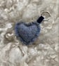 Heart Keyring - Blue Donegal tweed wool. Handwoven in Wales