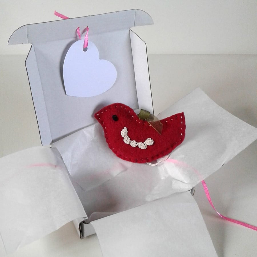 'A little bird told me' wool felt and crochet bird letterbox gift.