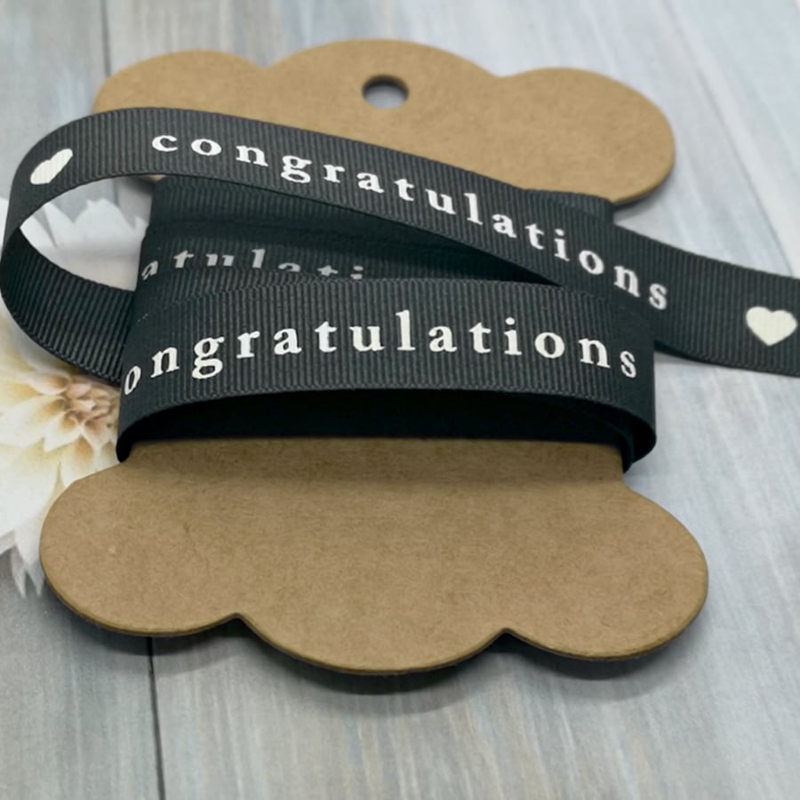 Charcoal Printed Congratulations Ribbon