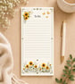 Sunflower Magnetic Notepad - Fridge Notepad - Shopping List - Optional Magnets