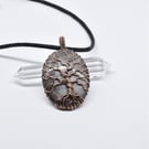 Silver Sheen Obsidian Wire Wrapped Copper Tree of Life Yggdrasil Pendant