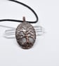 Silver Sheen Obsidian Wire Wrapped Copper Tree of Life Yggdrasil Pendant